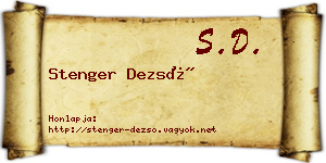 Stenger Dezső névjegykártya